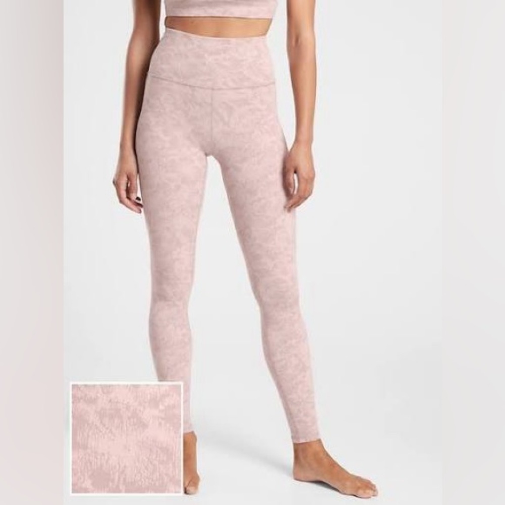 Athleta Elation Textured Tight in Frosted Floral Velvety Pink/ Icelandic Mineral